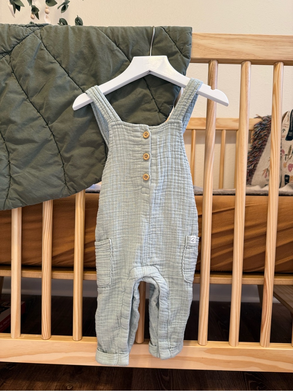 Carter's Light Sage Green Muslin Jumpsuit Overalls